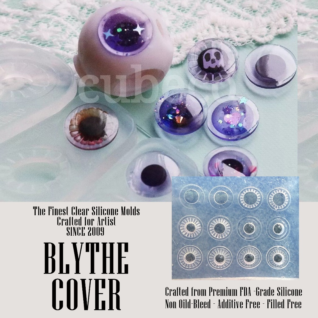 BLYTHE COVER Khuôn silicone cầu mắt búp bê doll Blythe 14 mm đổ resin eye cover