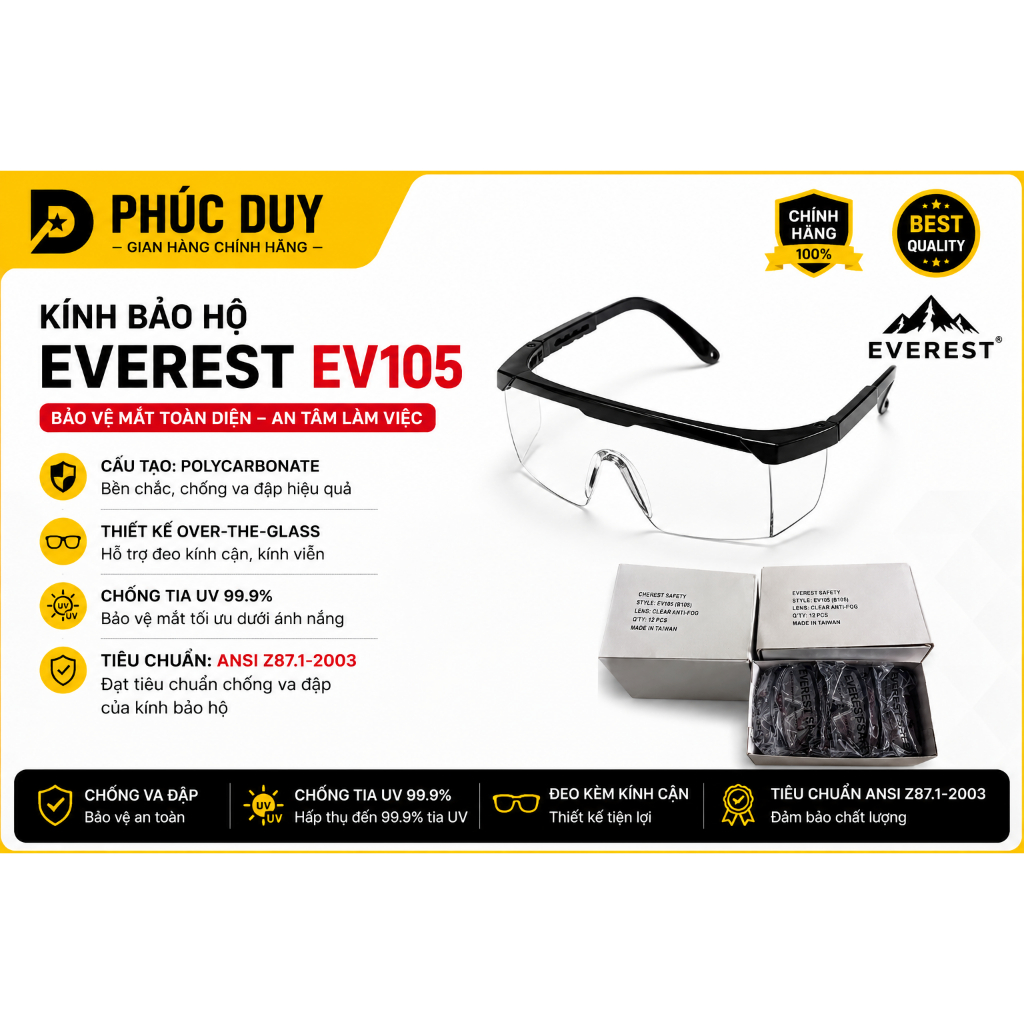 🥽 KÍNH BẢO HỘ EVEREST EV105 🥽.