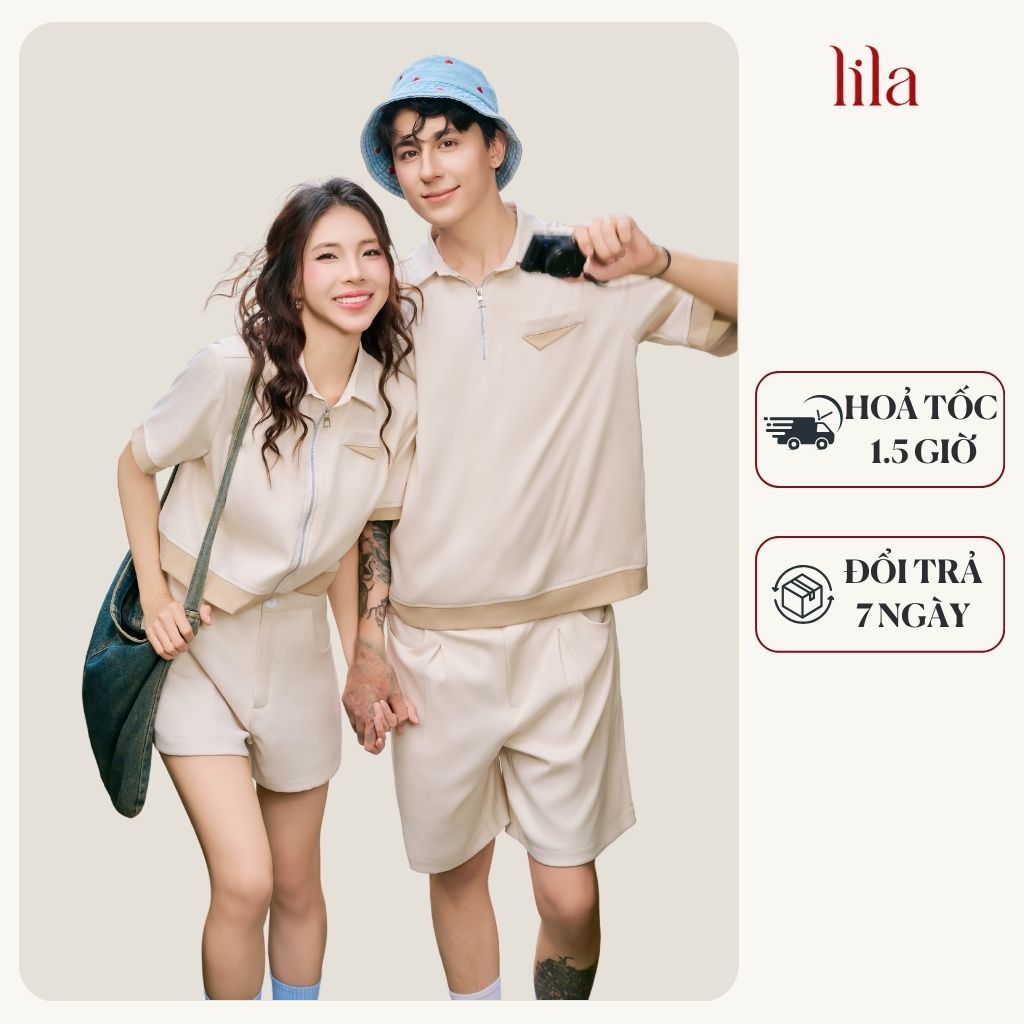 Set đồ đôi nam nữ áo couple với người yêu áo thun đôi couple phối quần sooc trẻ trung thương hiệu LI