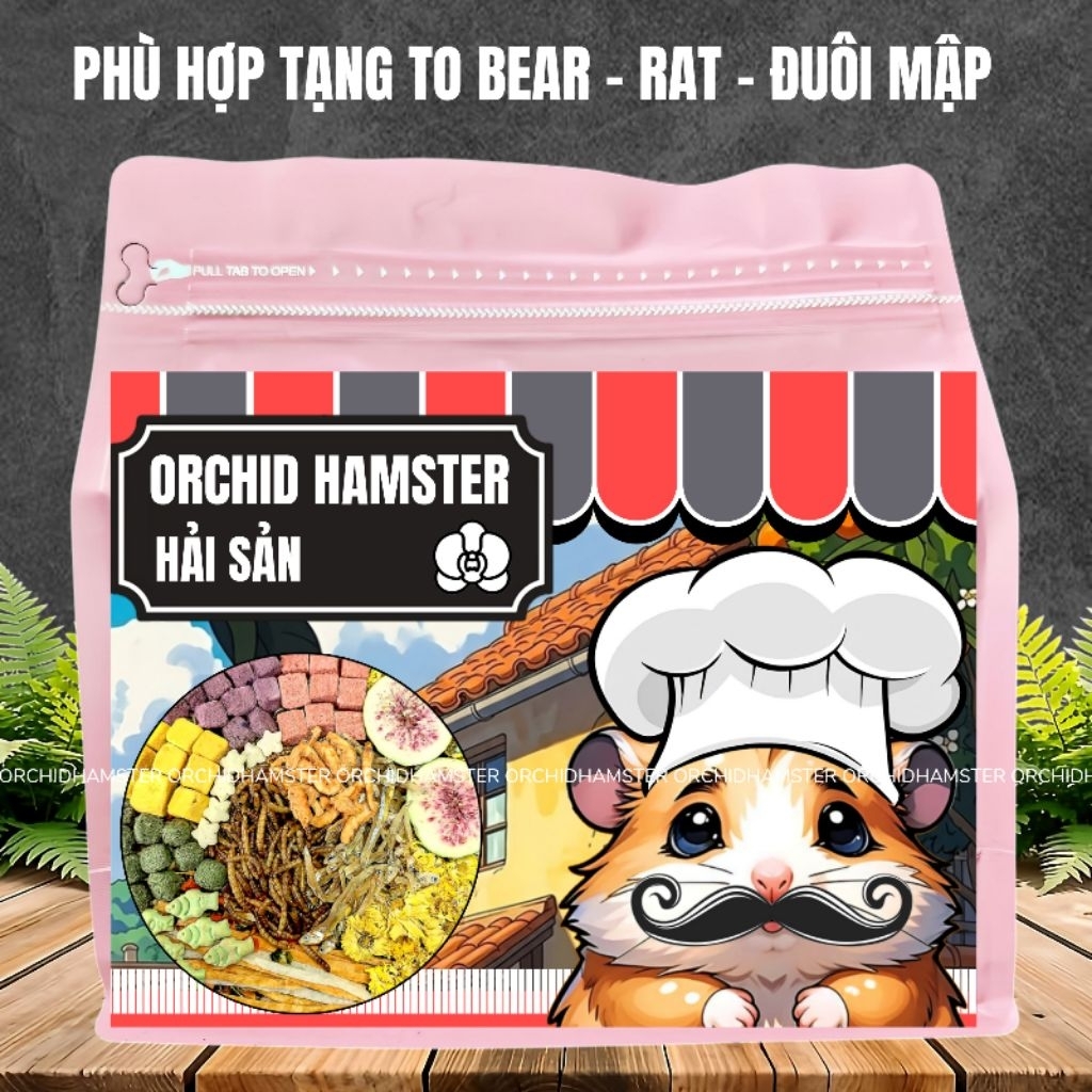 1KG Thức Ăn Hamster Orchid Cao Cấp Hải Sản Bản Hạt Lớn Bổ Sung Đạm Protein Thay Đổi Khẩu Vị Mỗi Ngày