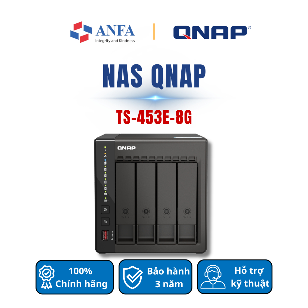 NAS QNAP TS-453E-8G | Intel J6412 | RAM 8GB | 2 cổng 2.5GbE | HDMI 4K | Chính hãng