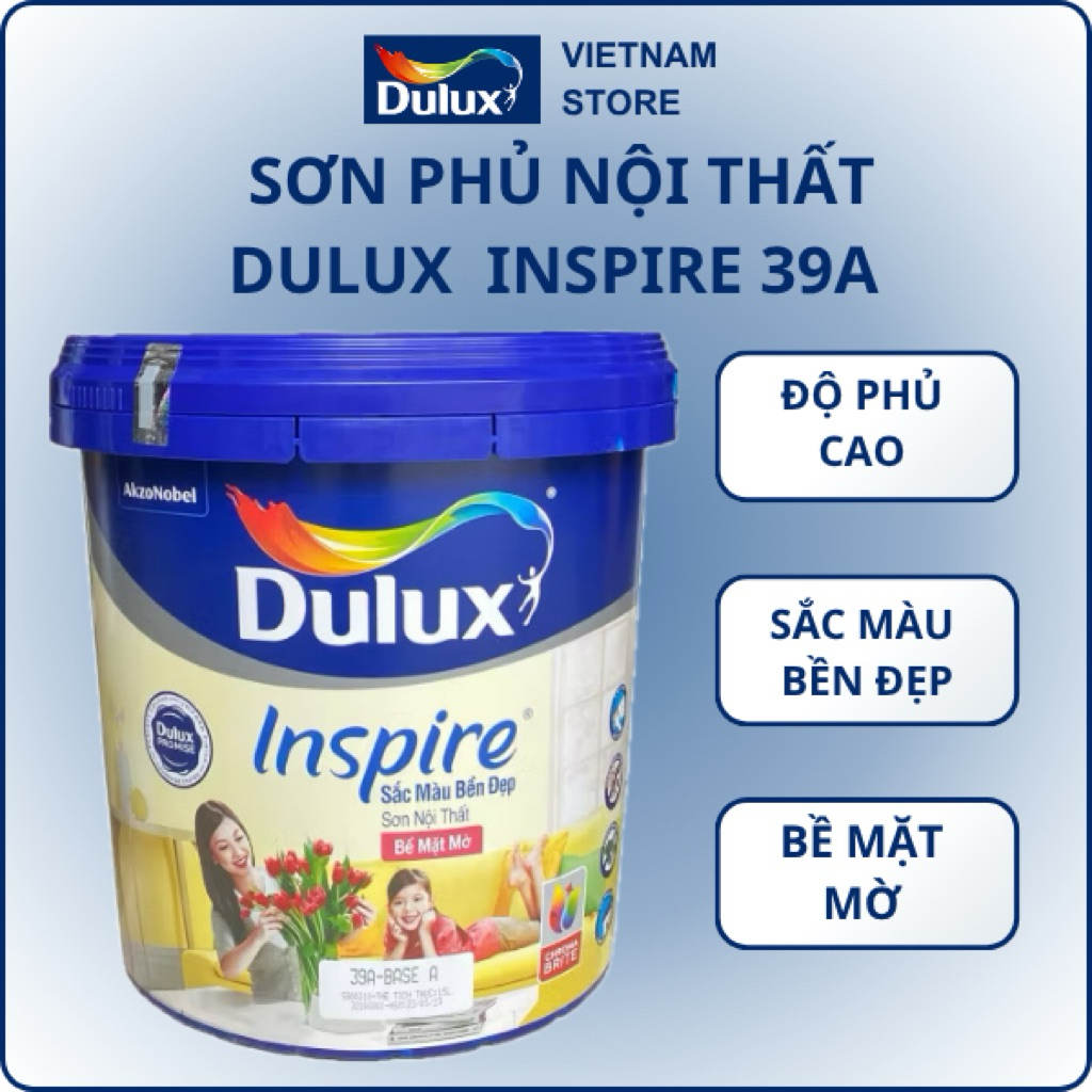 (5L-15L) 39A Sơn phủ nội thất Dulux Inspire bề mặt mờ, Sơn Dulux Inspire trong nhà
