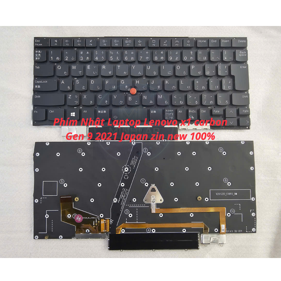Phím Laptop Lenovo x1 carbon Gen 9 2021 LED + Chuột, Layout Nhật Zin