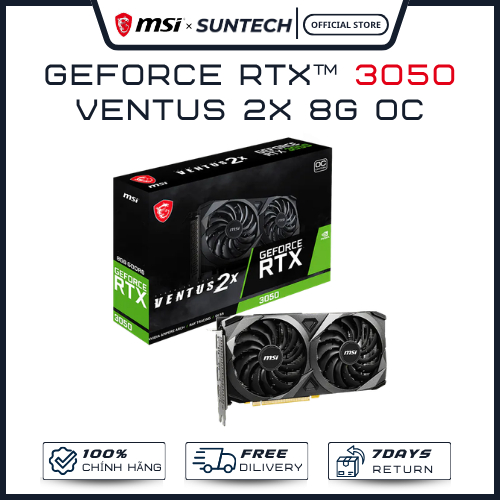VGA MSI GeForce RTX 3050 VENTUS 2X XS 8G OC | 8GB GDDR6, Thiết Kế XS Nhỏ Gọn - Hàng Chính Hãng