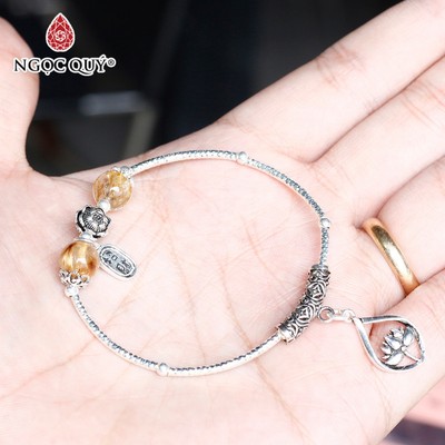 Vòng tay đá Thạch anh tự nhiên phối charm - Mẫu VC0699 - Ngọc Quý