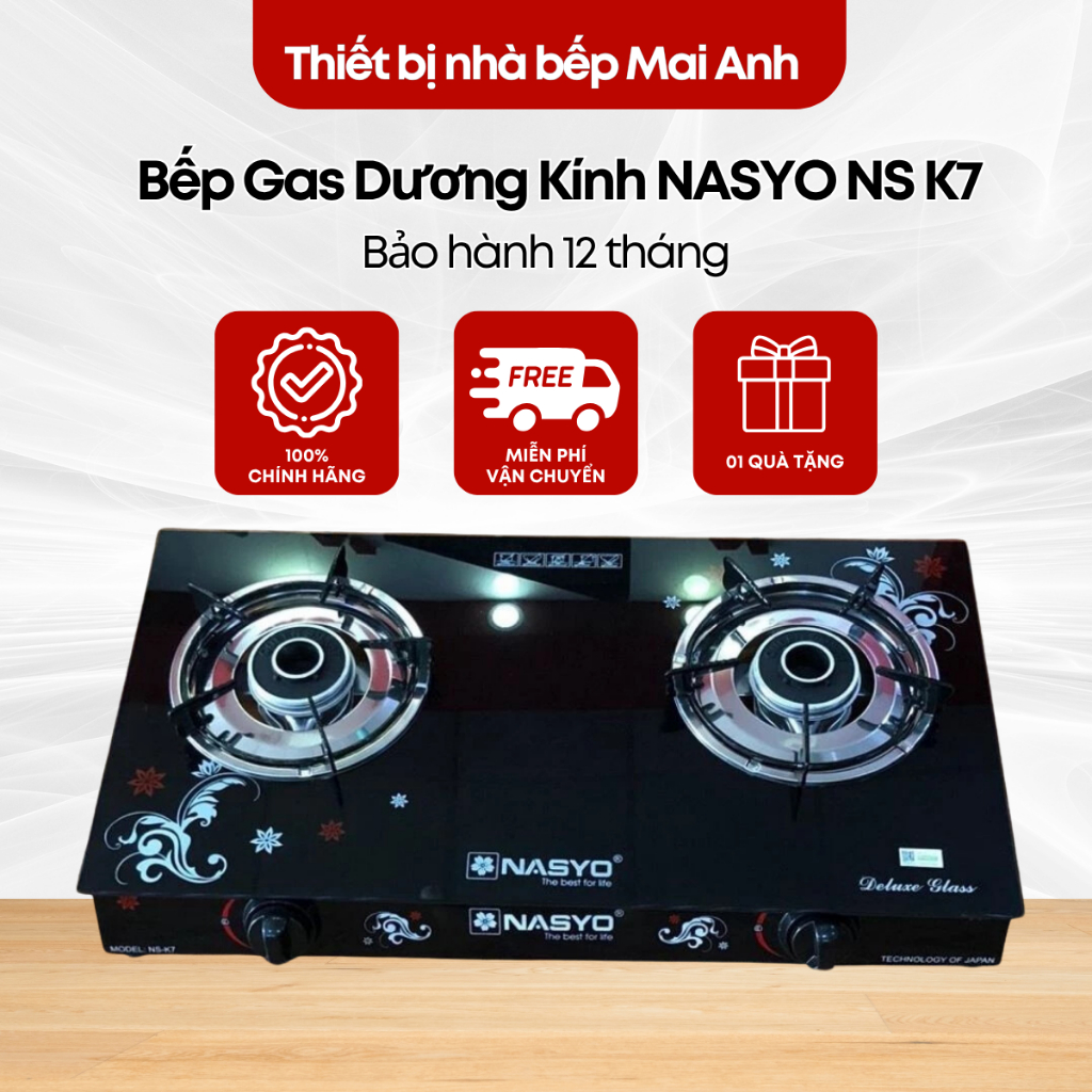 Bếp Gas Đôi NASYO NS K7 Mặt Kính Việt Nhật Việt Thái Cao Cấp Bếp Ga Gia Đình Siêu Tiết Kiệm Ga