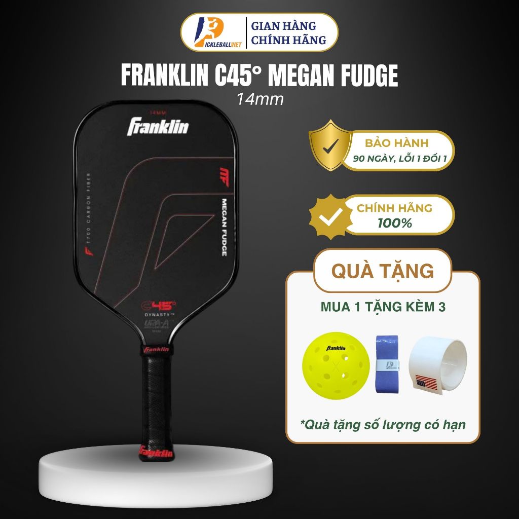 ✅ Vợt Pickleball Franklin C45° Megan Fudge Edition Chính Hãng