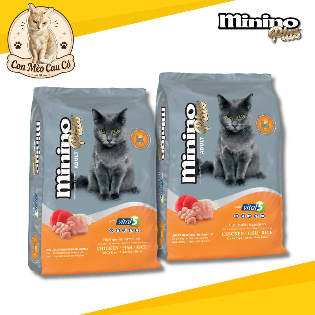 Hạt Cho Mèo Con & Mèo Lớn Minino Plus 350g