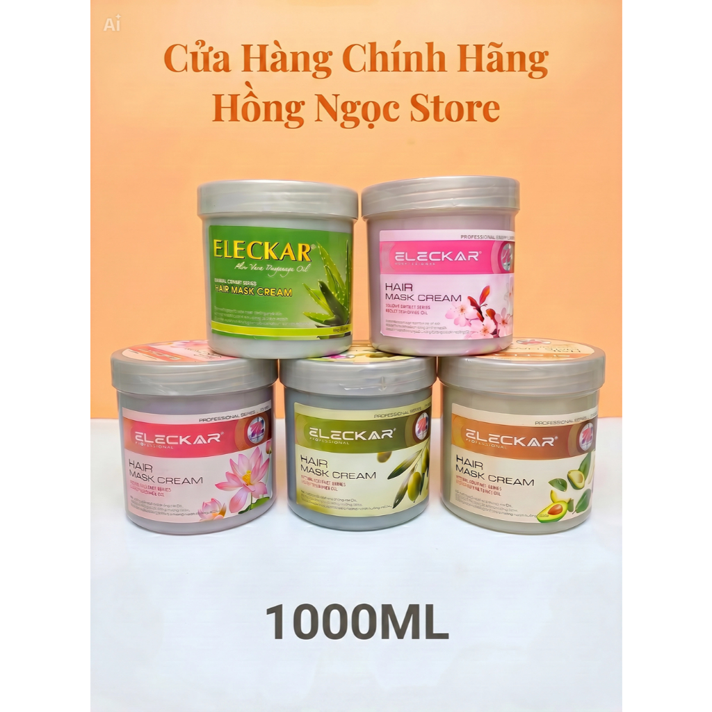 Hấp Dầu Kem Ủ Tóc ELECKAR 1000ml Hoa Sen, Bơ, Oliu, Hoa Anh Đào, Nha Đam ELECKAR 1000ml - Ngăn Ngừa 