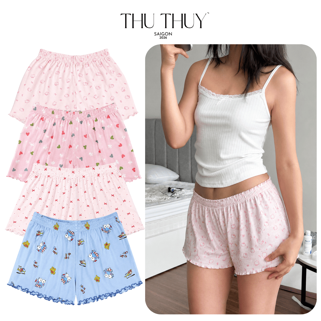 [COMBO 99K 3 QUẦN NGẪU NHIÊN] Quần Short Nữ Form Ngắn Hoạt Hình Chất Liệu Cotton Borip Mặc Nhà Thoái