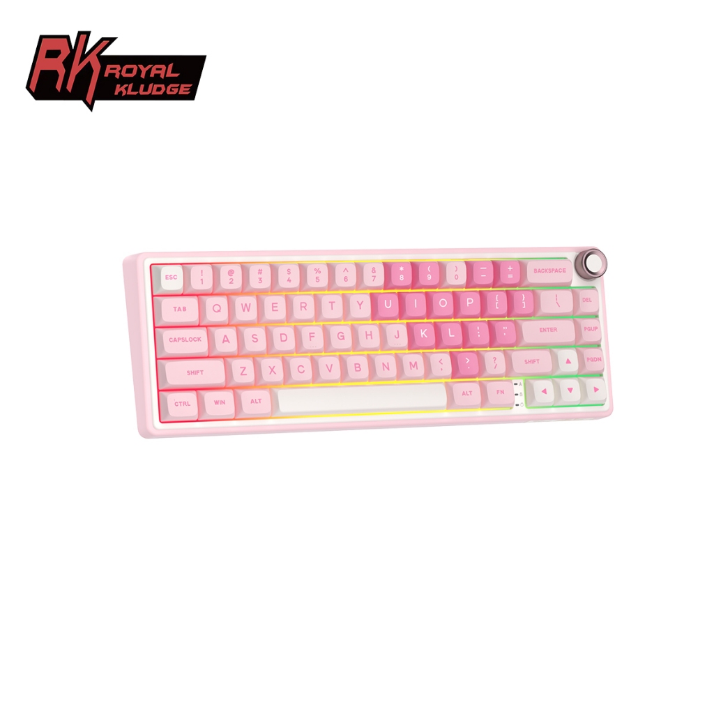 RK ROYAL KLUDGE RK R65 Miếng đệm giai điệu màu hồng Có dây Bàn phím cơ hoán đổi nóng
