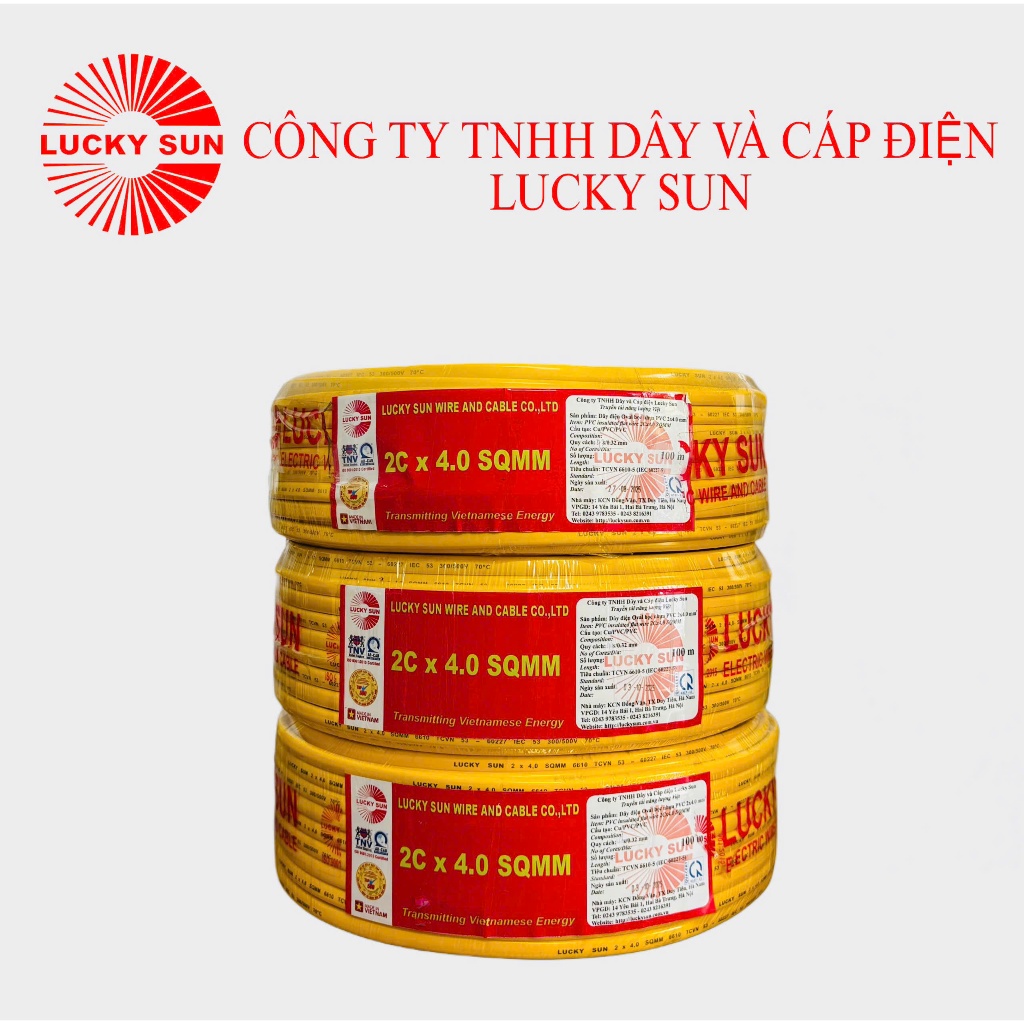 Dây Điện Oval 2x4 mm2 Lucky Sun 100% chính hãng