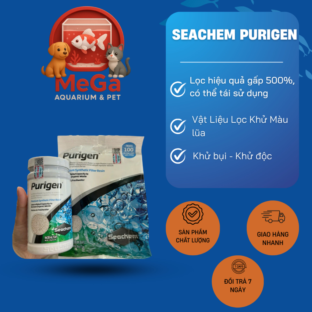 Triết lẻ 100ml(50g) Vật liệu lọc SeaChem Purigen khử màu lũa , khử bụi, khử độc tố Tặng túi đựng Pur