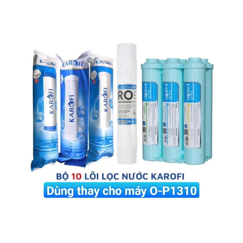Bộ 10 Lõi lọc Karofi O-P1310 - (PRO 1 +CTO +PRO 3+ RO USA + HP 6.2)