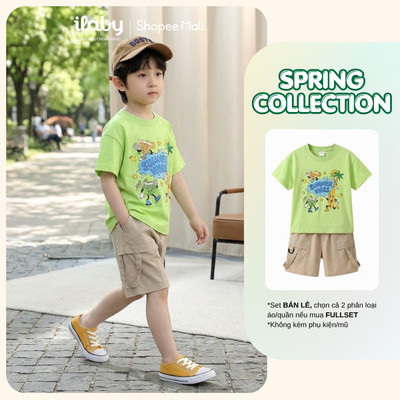 [ILABY 10-40kg] Mix set bộ hè bé trai, áo thun cotton 4 chiều và quần đùi [3884+3894]