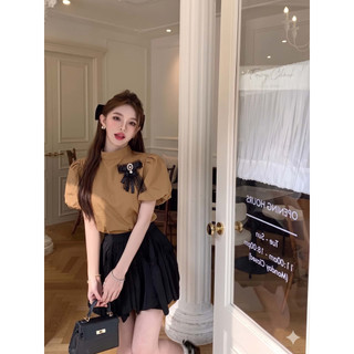 Áo Sơ Mi Nữ Tay Bồng Phối Nơ Tiểu Thư