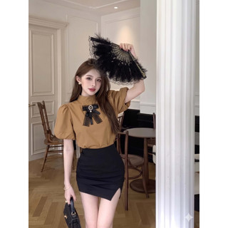 Áo Sơ Mi Nữ Tay Bồng Phối Nơ Tiểu Thư