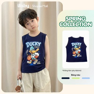 [ILABY 10-36kg] Áo ba lỗ bé trai chất cotton co giãn 4 chiều thoáng mát họa tiết hình [3679]