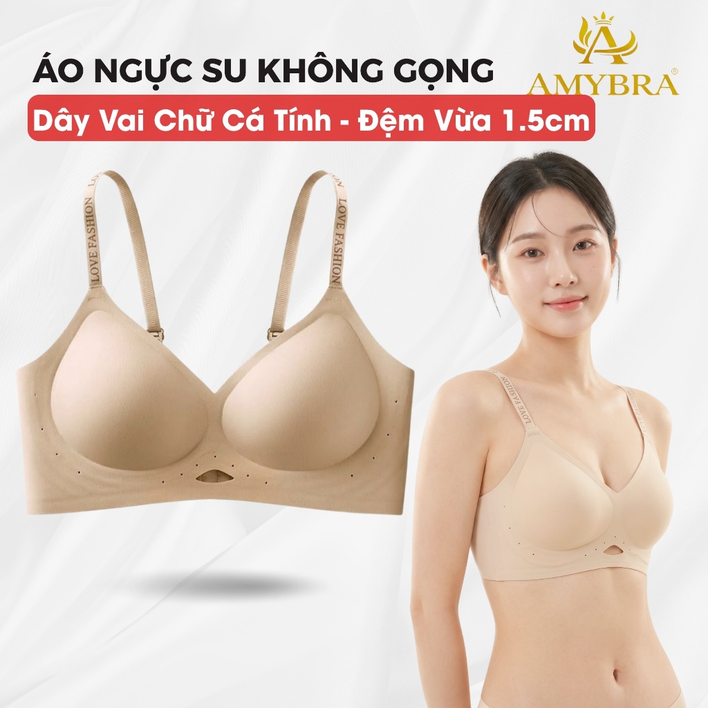 [ BST HÈ ] Áo Ngực Đúc Su Khoét Giọt Nước Thoáng Khí, Áo Lót Nữ Mút Liền Tàng Hình AMYBRA A960