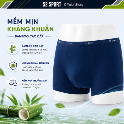 Quần lót boxer nam S2 SPORT bamboo quần sịp nam cao cấp mềm mịn thoáng khí co giãn - SBX02