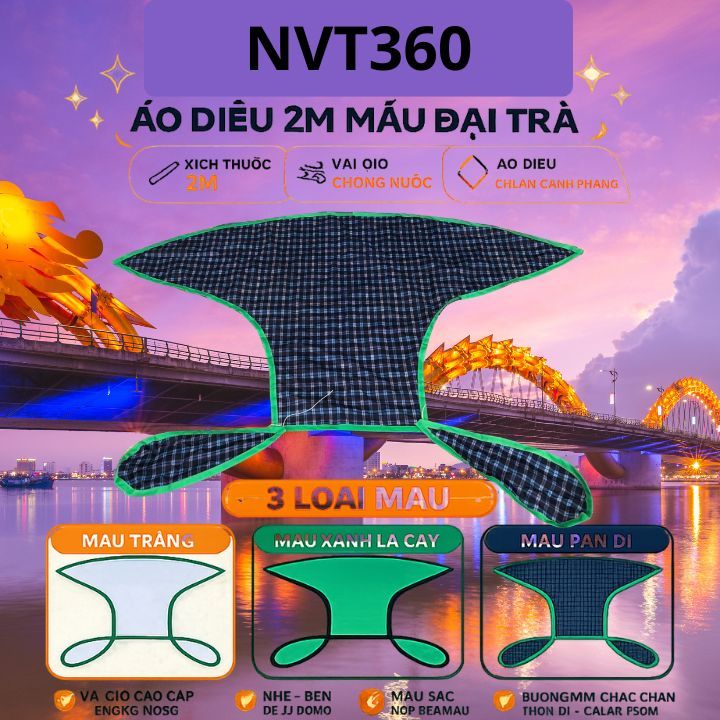 áo diều sáo 1m áo diều 2m  lắp ghép diều song vân ,đại trà , đuôi cá vào khung 1m