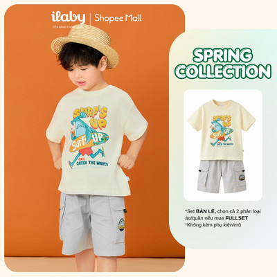 [ILABY 10-40kg] Set bộ quần áo bé trai áo thun cotton 4 chiều và quần short phong cách [3888+3296]
