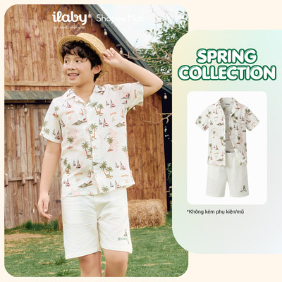 [ILABY 10-40kg] Set bộ hè bé trai, áo sơ mi cotton và quần đùi thô cao cấp thoáng mát [3849]