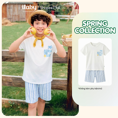 [ILABY 10-40kg] Set bộ hè bé trai, áo phông cotton co giãn 4 chiều và quần short kẻ [3749]