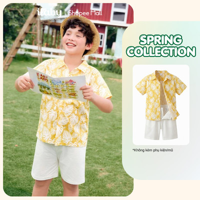 [ILABY 10-40kg] Đồ bộ hè bé trai, áo polo cotton và quần đùi thô vibe biển [3742]