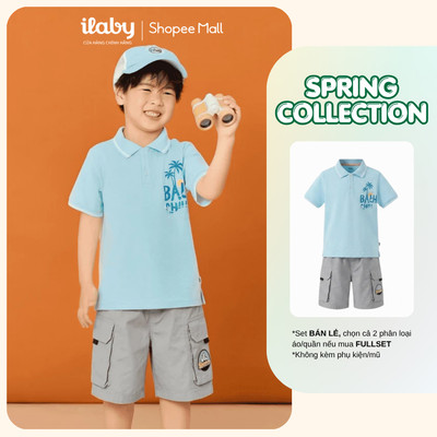 [ILABY 10-40kg] Mix set bộ bé trai áo polo và quần đùi túi hộp hợp đi biển, đi chơi  [3761+3296]