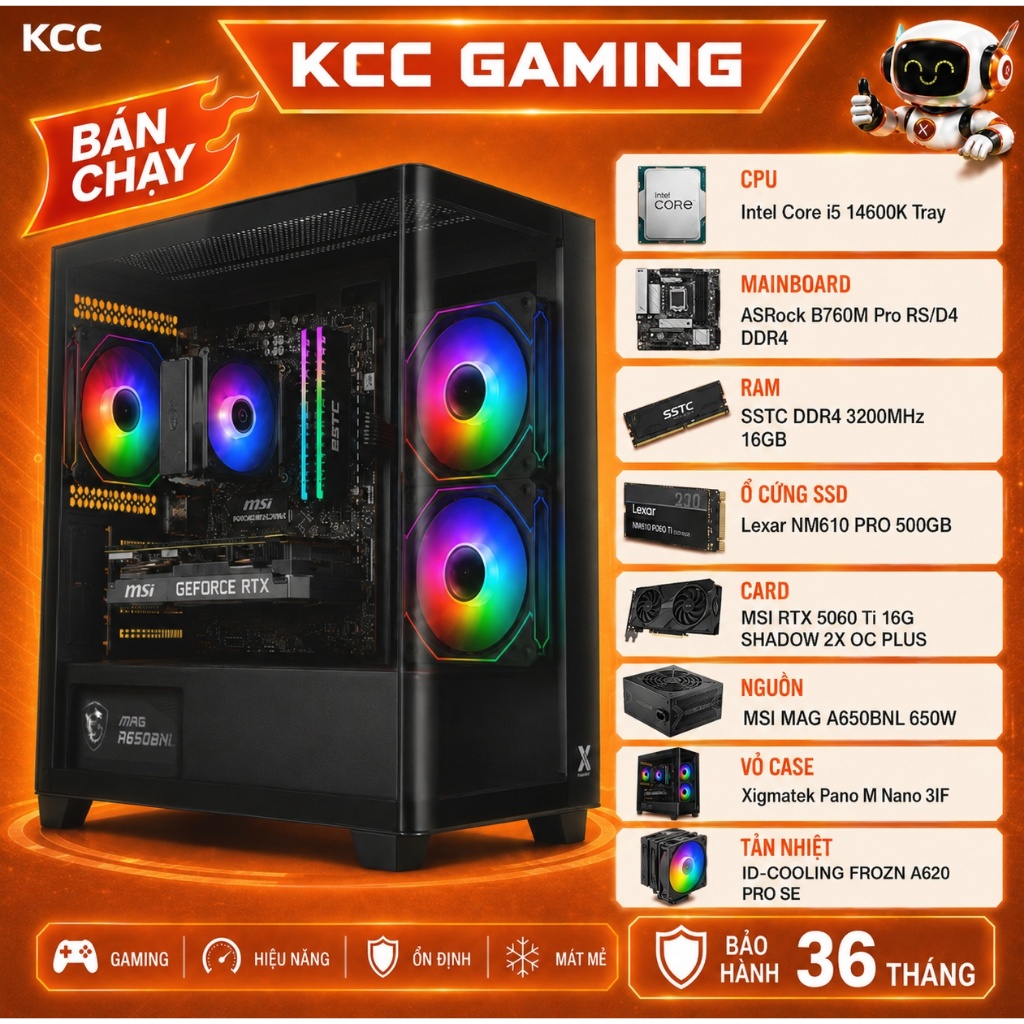 Bộ PC Quốc Dân Chơi Game Làm Việc i5 14400F, i5 14600K, i5 12400F - RTX 5060 5060 TI 16GB 3060 12GB 