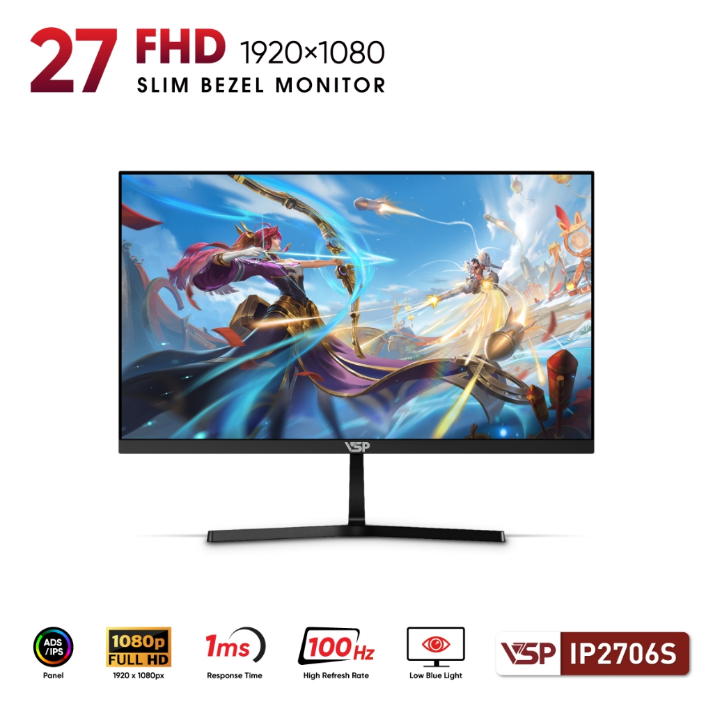 Màn hình văn phòng VSP IP2706S Có loa tích hợp | 27 inch Full HD IPS 100Hz 1ms | Bảo hành 3 năm toàn