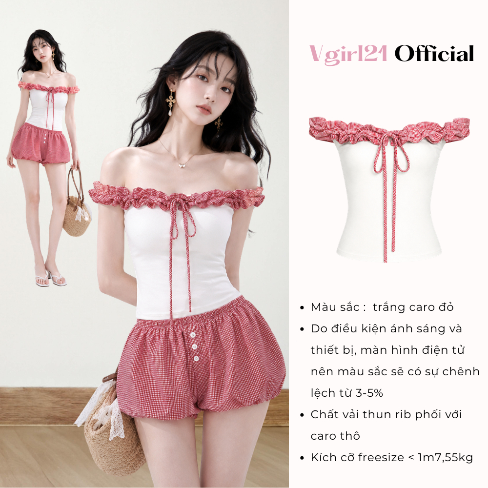 [DEAL MỞ BÁN] SunA Top - Áo kiểu nữ VGIRL21 bẹt vai viền bèo - Viền tầng bèo có dây cột điều chỉnh | BigBuy360 - bigbuy360.vn