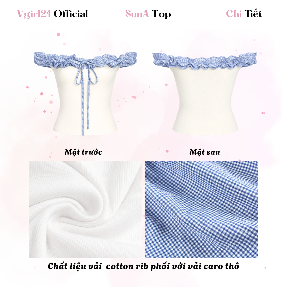 [DEAL MỞ BÁN] SunA Top - Áo kiểu nữ VGIRL21 bẹt vai viền bèo - Viền tầng bèo có dây cột điều chỉnh | BigBuy360 - bigbuy360.vn