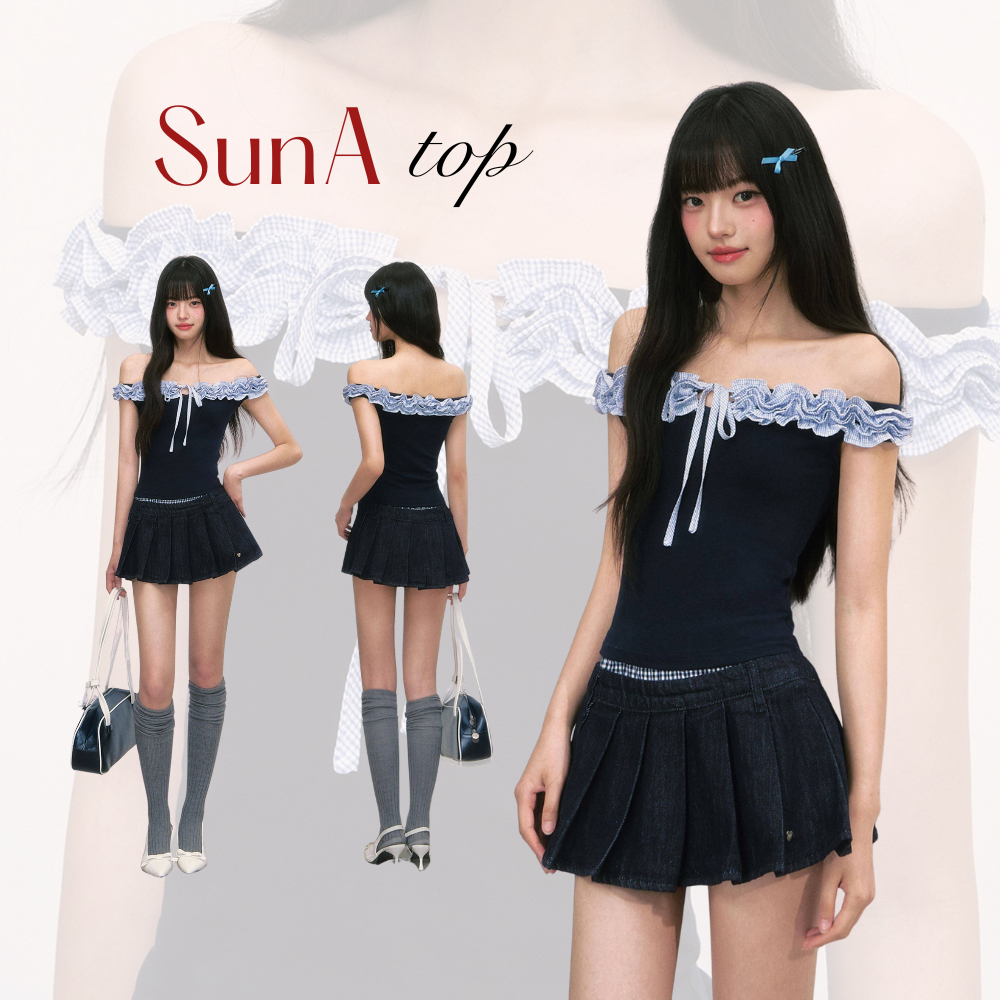 [DEAL MỞ BÁN] SunA Top - Áo kiểu nữ VGIRL21 bẹt vai viền bèo - Viền tầng bèo có dây cột điều chỉnh | BigBuy360 - bigbuy360.vn