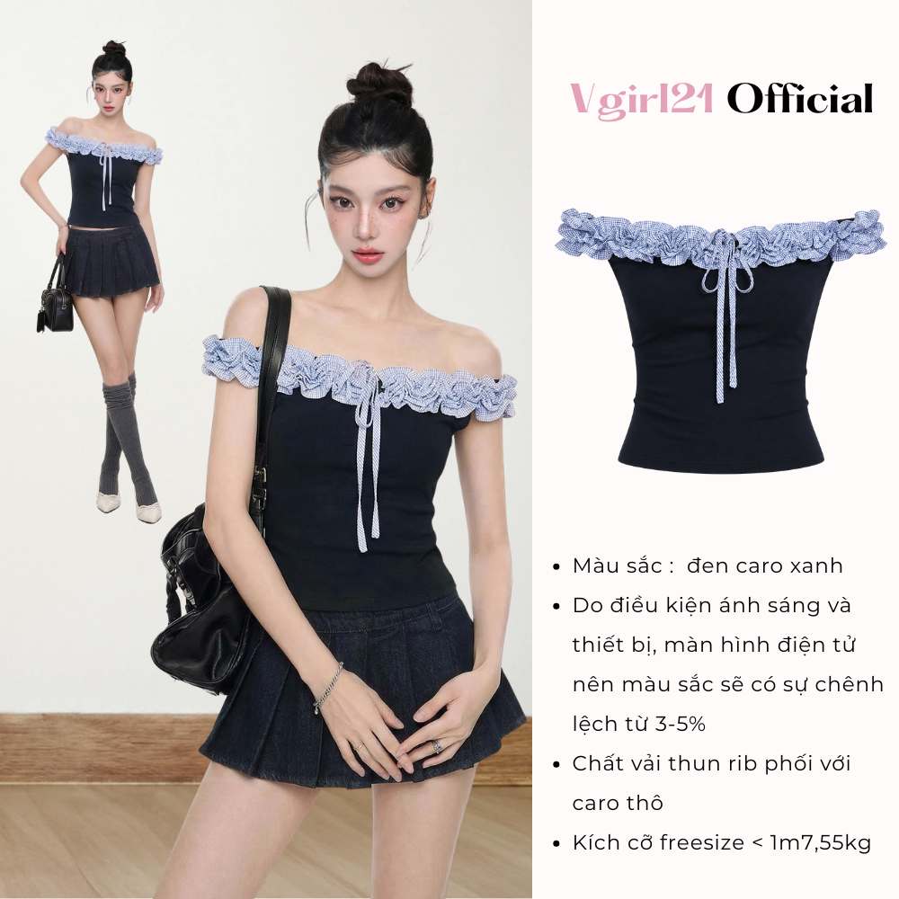 [DEAL MỞ BÁN] SunA Top - Áo kiểu nữ VGIRL21 bẹt vai viền bèo - Viền tầng bèo có dây cột điều chỉnh | BigBuy360 - bigbuy360.vn