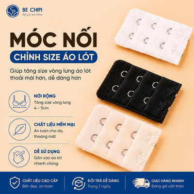 Miếng Nối Rộng Áo Ngực Với 2 và 3 Móc Bằng Thép BECHIPI MC0003