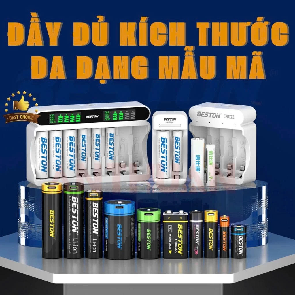 Pin sạc Beston AA/AAA 1.2V Dung lượng cao 3300mAh .. 600mAh  ( Pin và Phụ Kiện Chính Hãng )