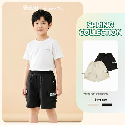 [ILABY 10-40kg] Quần short cargo bé trai túi hộp cá tính chất kaki mềm chun co giãn [3893]