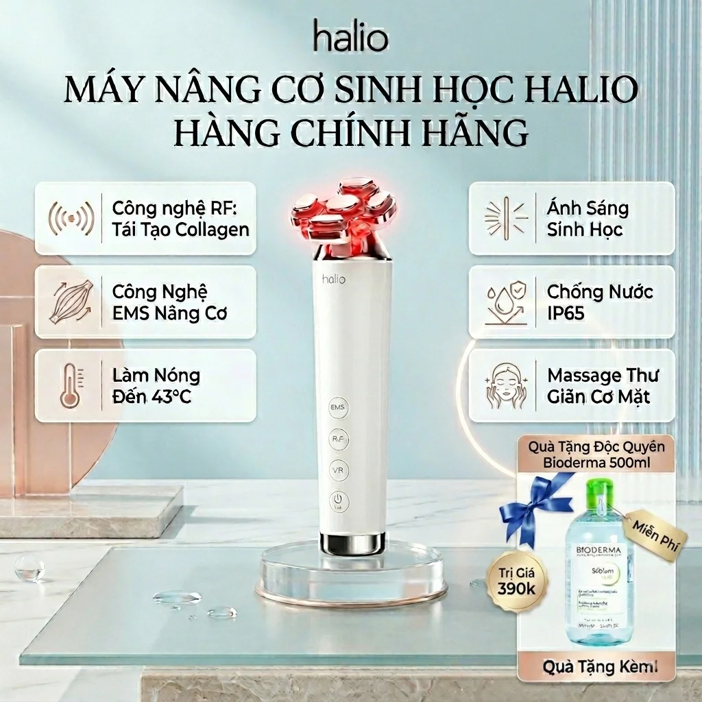 Máy nâng cơ và trẻ hóa da kết hợp ánh sáng sinh học Halio Revitawave Skin Rejuvenator