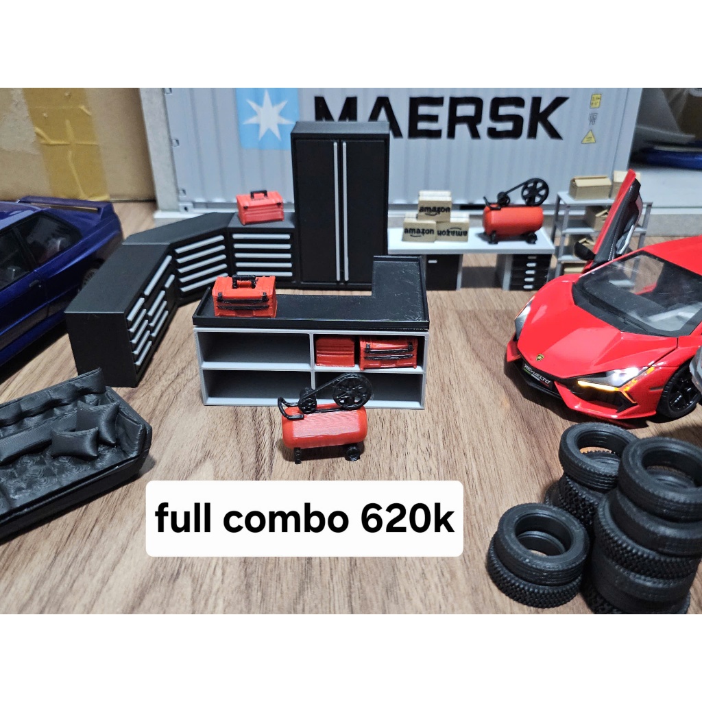 [1:24] Mô Hình Phụ Kiện Gara 1:24 - Phụ Kiện Trang Trí Garage Mô Hình Nhựa Cứng Siêu Bền