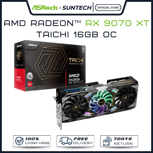 VGA ASRock Radeon RX 9070 XT Taichi 16GB OC | Đồ Họa Cận Cao Cấp, Đậm Chất Cơ Bắp - Hàng Chính Hãng