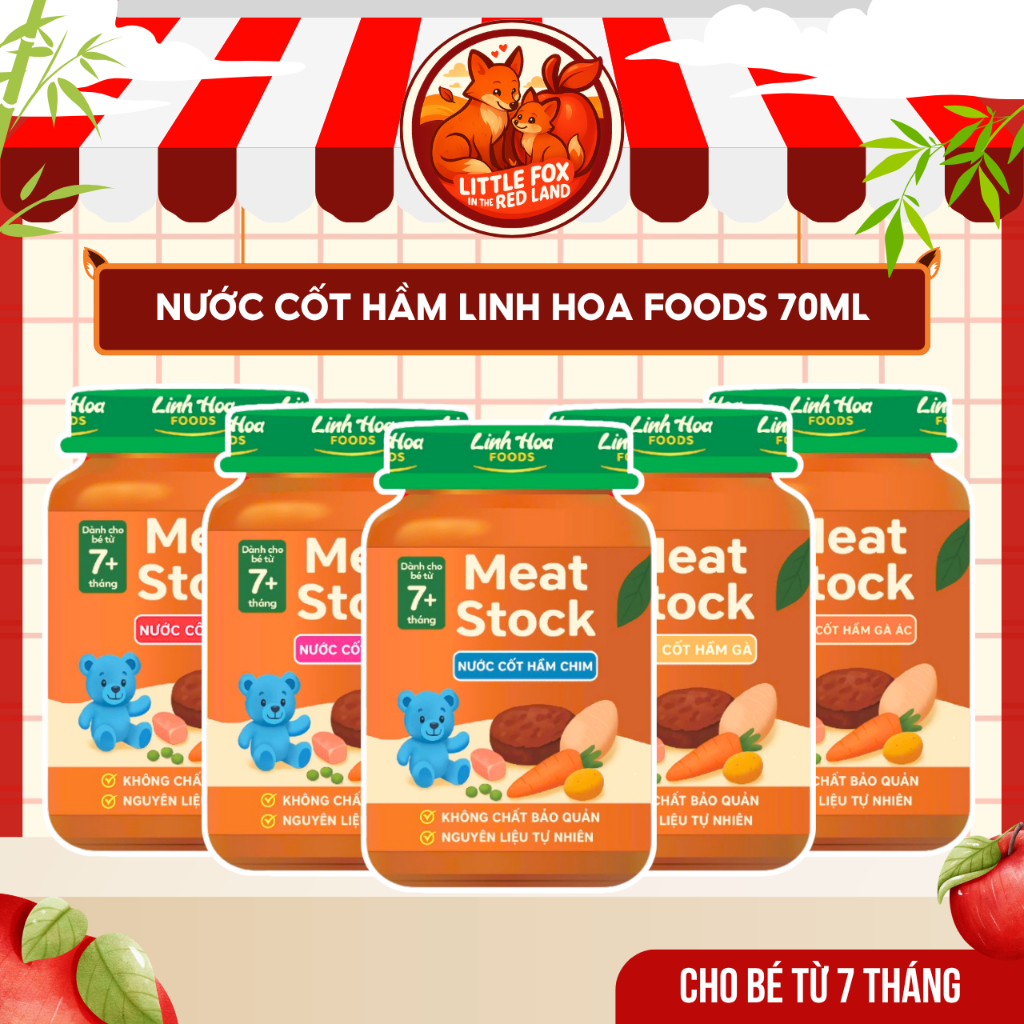 [TÚI 70ML] Nước Cốt Hầm LINH HOA FOODS - Meat Stock Tiện Lợi Đủ Vị Heo/Bò/Gà/Gà Ác/Chim Cho Bé Từ 7M