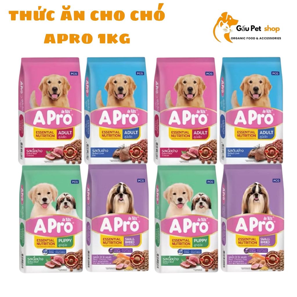 Thức ăn cho chó hạt Apro mới gói 1kg nhiều vị- hạt cho chó apro 1kg- tăng sức đề kháng