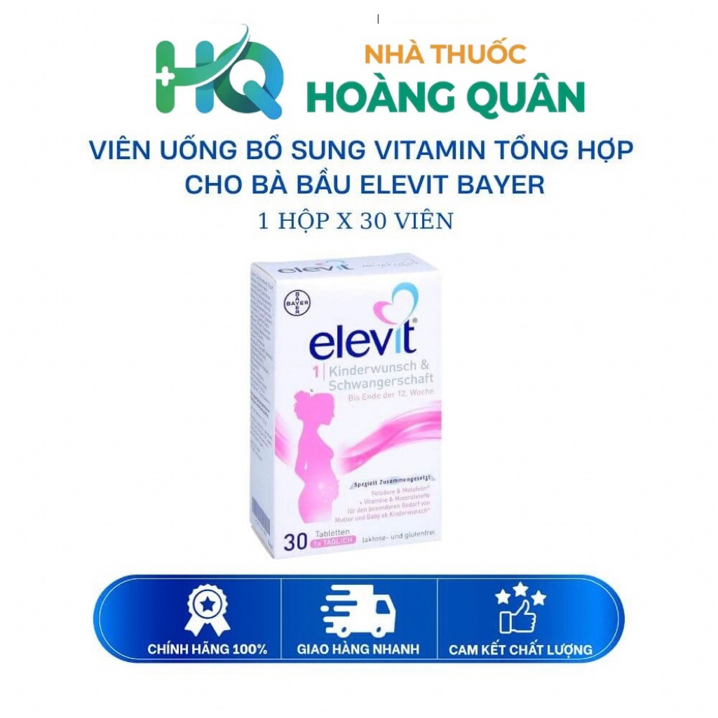 Thực phẩm bảo vệ sức khỏe Elevit bổ sung Acid Folic, Sắt, Canxi, Các Vitamin và Các khoáng chất (30 