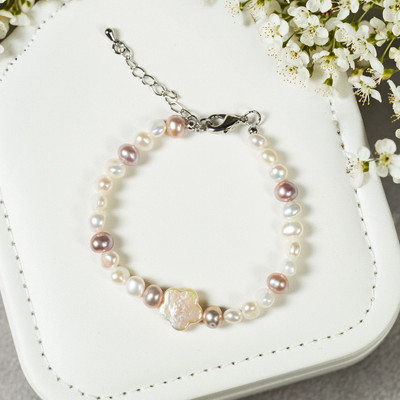 Vòng Tay Ngọc Trai Mix Charm Hoa Thiết Kế Tinh Tế, Thời Trang - Ngọc Trai Trường Thịnh