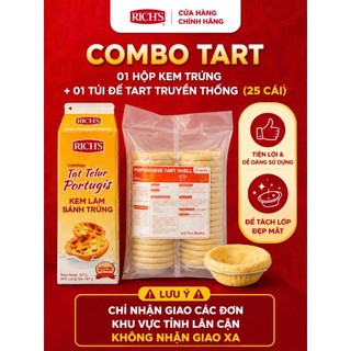 COMBO LÀM BÁNH TART TRỨNG (1 KEM TAT TELUR PORTUGIS + 1 BỊCH ĐẾ BÁNH BỒ ĐÀO NHA TRUYỀN THỐNG (25C) (KHÔNG GIAO MIỀN BẮC)