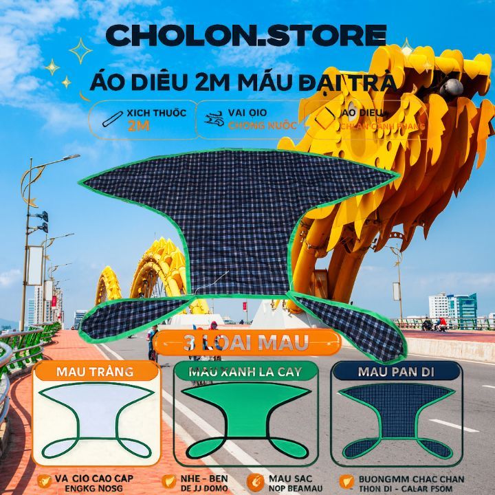 áo diều sáo 1m lắp ghép diều song vân ,đại trà , đuôi cá vào khung 1m
