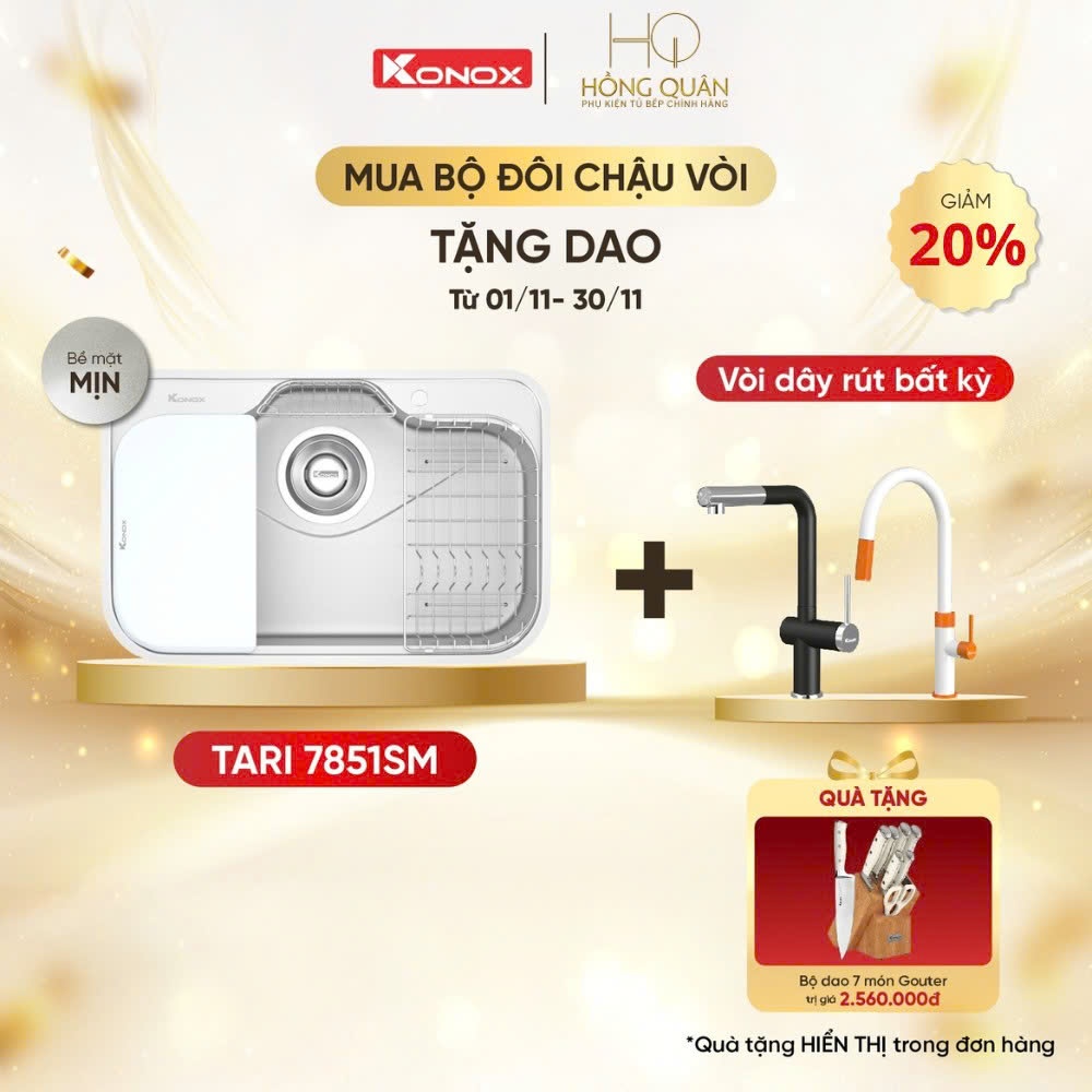 Chậu rửa bát phong cách Nhật bề mặt mịn Tari 7851SM - Bảo hành 10 năm