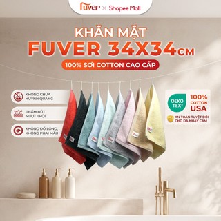 Khăn mặt cao cấp Fuver 34x34cm có dây treo, chất liệu 100% Cotton, Mềm Mại, Thấm Hút, Kháng khuẩn